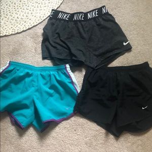 Three pairs of girls Nike shorts